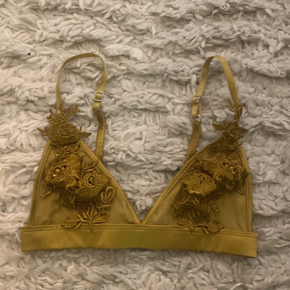 Green Floral Triangle Bralette